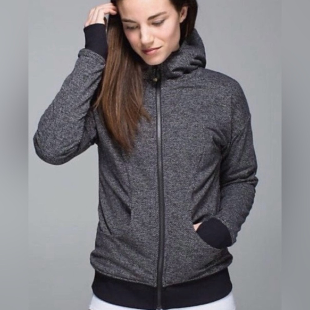 Lululemon Gray & Black Luscious Embrace Reversible Hoodie Jacket - Size 4